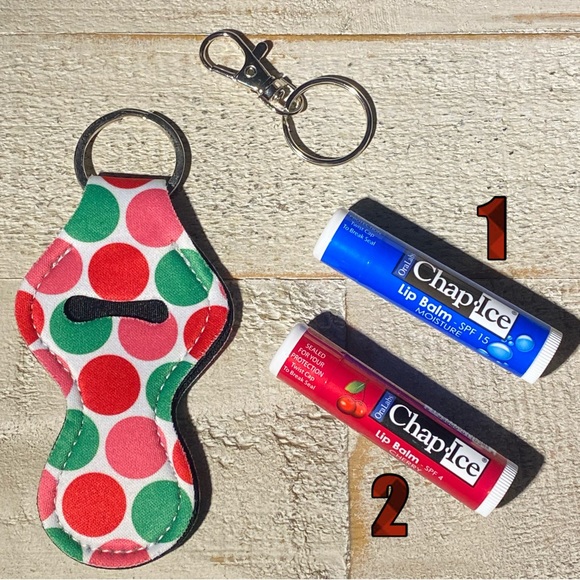 Christmas Accessories - 3 for $15 Lip Balm Holder Keychain Polka Dot